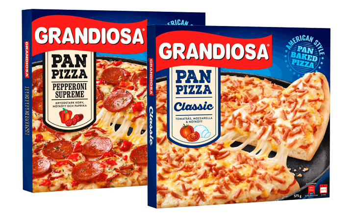 Grandiosa Pan Pizza Classic och Pepperoni